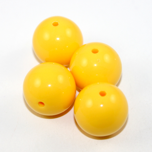 20mm Yellow Round Opaque Bead - 8 Piece Bag