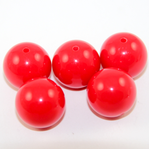 20mm Red Round Opaque Bead - 8 Piece Bag
