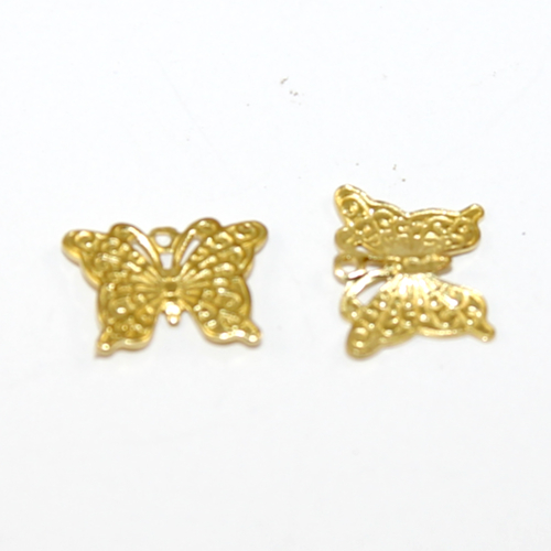 9mm x 12mm Textured Butterfly Copper Charm - Bright Gold - 2 Pieces