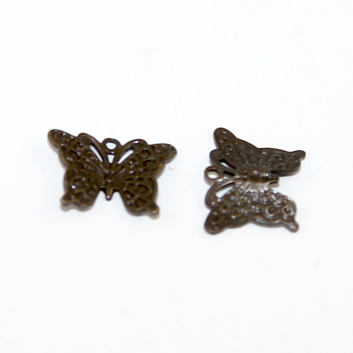 9mm x 12mm Textured Butterfly Copper Charm - Antique Bronze - 2 Pieces