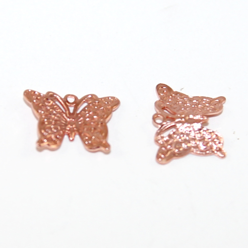 9mm x 12mm Textured Butterfly Copper Charm - Rose Gold - 2 Pieces