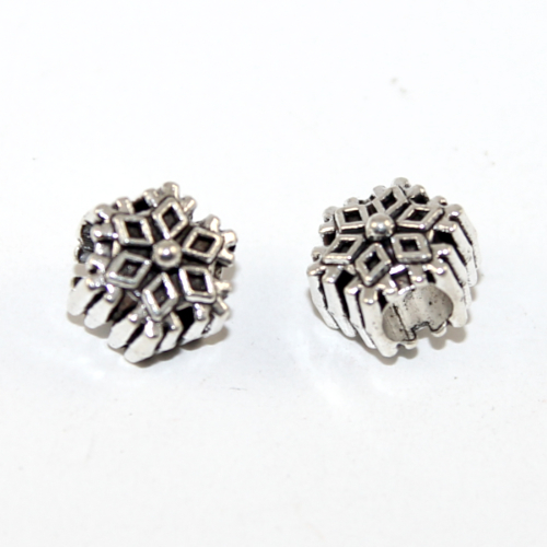 10mm Snowflake Euro Bead - Platinum