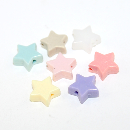 10mm Star Pastel Acrylic Bead - Suede Mixed Colours - Pack of 50