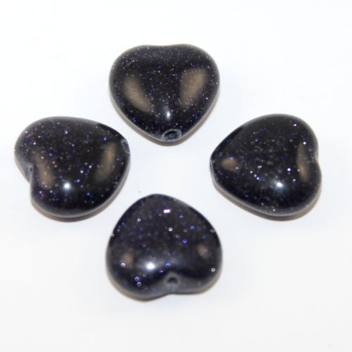 Blue Sandstone 16mm Heart Beads - 4 Piece Bag