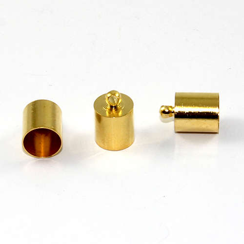 8mm Brass Cord End - Glue in - Gold