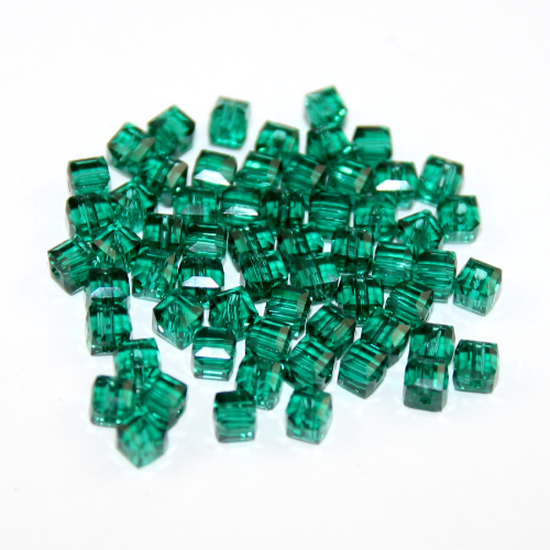 4mm Emerald Crystal Cube - 50 Piece Bag