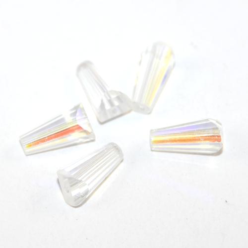 8mm x 16mm Crystal AB Crystal Cone Bead - 10 Piece Bag