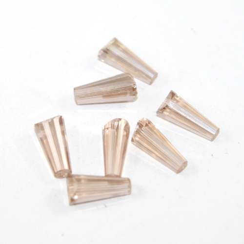 8mm x 16mm Dusty Rose AB Crystal Cone Bead - 10 Piece Bag