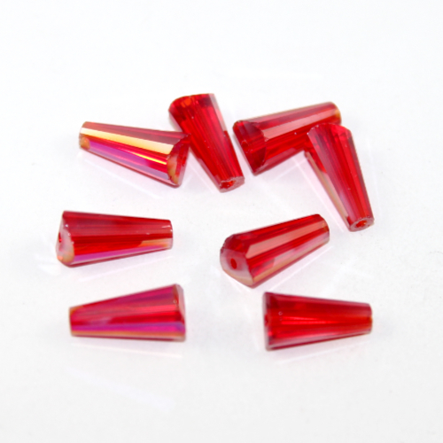 8mm x 16mm Light Siam AB Crystal Cone Bead - 10 Piece Bag