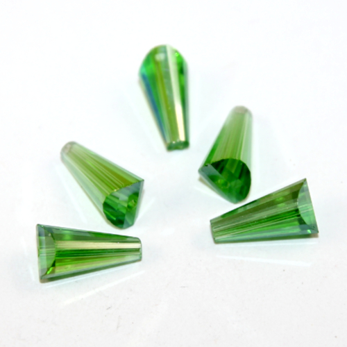 8mm x 16mm Peridot AB Crystal Cone Bead - 10 Piece Bag