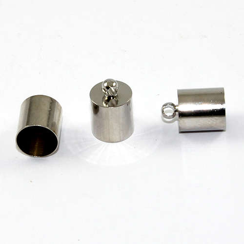 8mm Brass Cord End - Glue in - Platinum