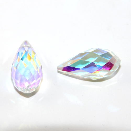 12mm x 25mm Briolette Pendant - Crystal AB - 4 Piece Bag
