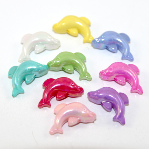 Mixed Colour 15mm x 20mm Dolphin Opaque AB Acrylic Bead - 25 Piece Pack