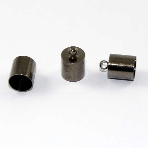 8mm Brass Cord End - Glue in - Gunmetal
