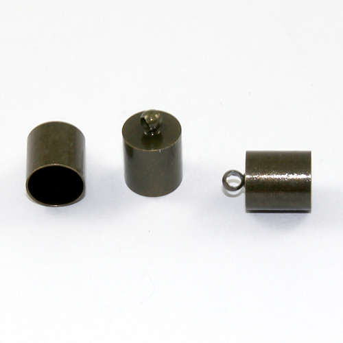 8mm Brass Cord End - Glue in - Antique Bronze
