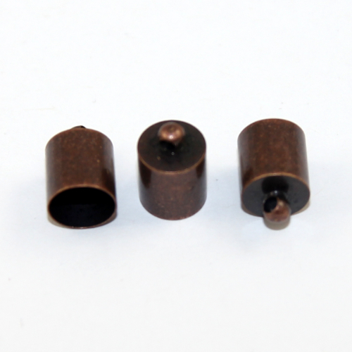 8mm Brass Cord End - Glue in - Antique Copper
