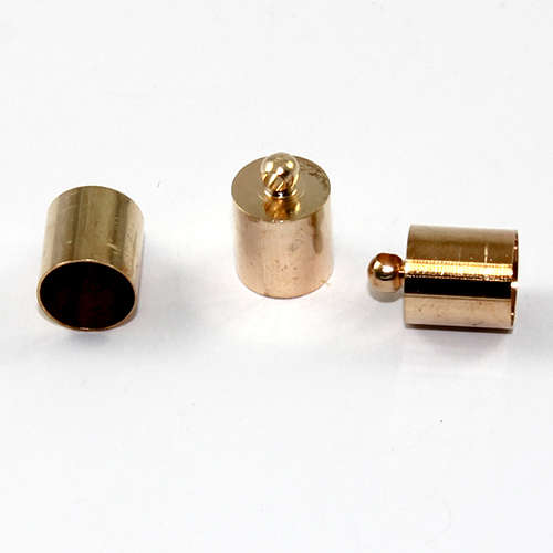 8mm Brass Cord End - Glue in - Rose Gold