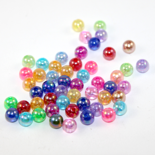 Mixed Colour 8mm Transparent AB Acrylic Bead Mix - 50 Piece Bag