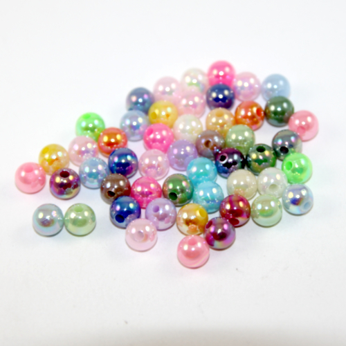 Mixed Colour 8mm Opaque Pearl AB Acrylic Bead Mix - 50 Piece Bag