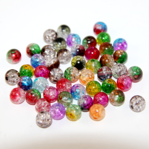 Mixed Colours 8mm Crackle Glass - Pack of 50