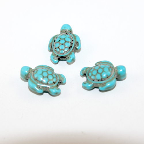 Blue 14mm x 17mm Turtle Beads - Synthetic Turquoise 
