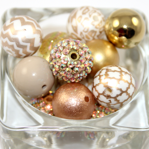 20mm Acrylic Beads Gold Mix - 10 Piece Pack