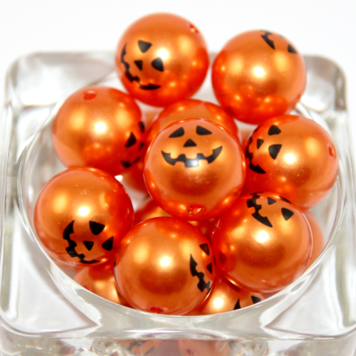 20mm Pearl Pumpkin Acrylic Beads Orange - 10 Piece Pack