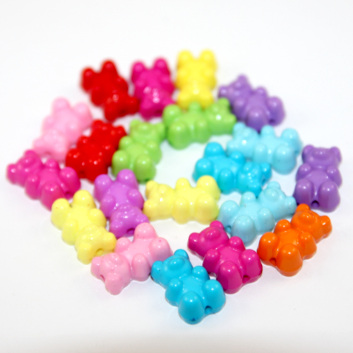 18mm x 11mm Gummy Bead Opaque Acrylic Bead Bright Mixed Colours - Pack of 30