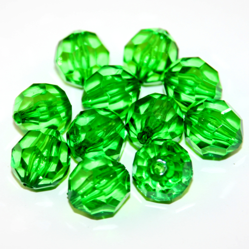 20mm Dark Green Faceted Acrylic Beads - Pack of 10