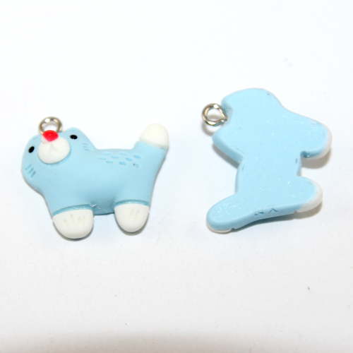 Blue Cat Standing Up Resin Charm - 2 Pieces
