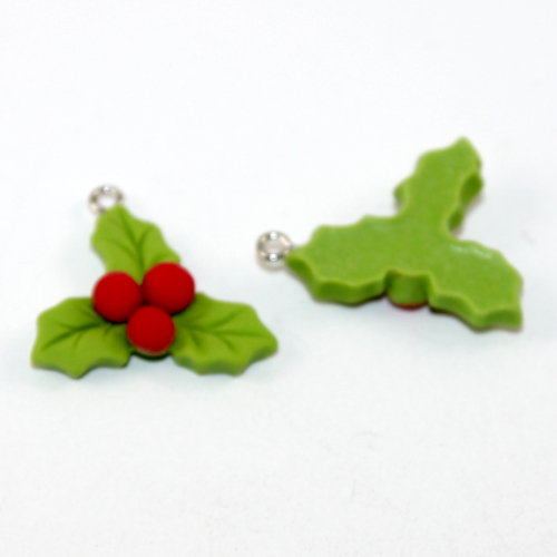 Sprig of Holly Charm - 2 Pieces