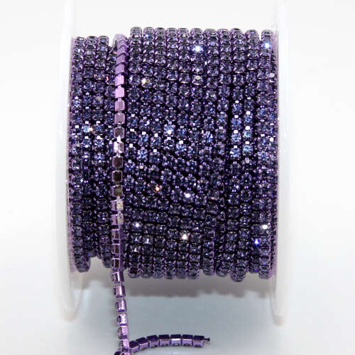 2mm - SS6 Rhinestone Cupchain - Violet with Purple - sold in 10cm increments