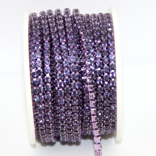 3mm - SS12 Rhinestone Cupchain - Violet with Purple - sold in 10cm increments