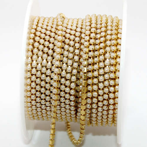 2mm - SS6 Pearl Cupchain with Gold - sold in 10cm increments