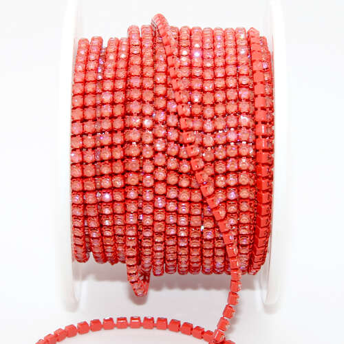 2mm - SS6.5 Rhinestone Cupchain - Orange Neon with Orange - sold in 10cm increments