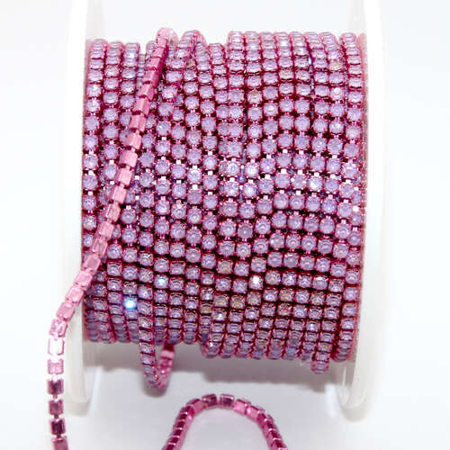 2mm - SS6.5 Rhinestone Cupchain - Purple Neon with Purple - sold in 10cm increments