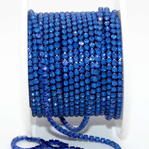 2mm - SS6.5 Rhinestone Cupchain - Blue Neon with Blue - sold in 10cm increments