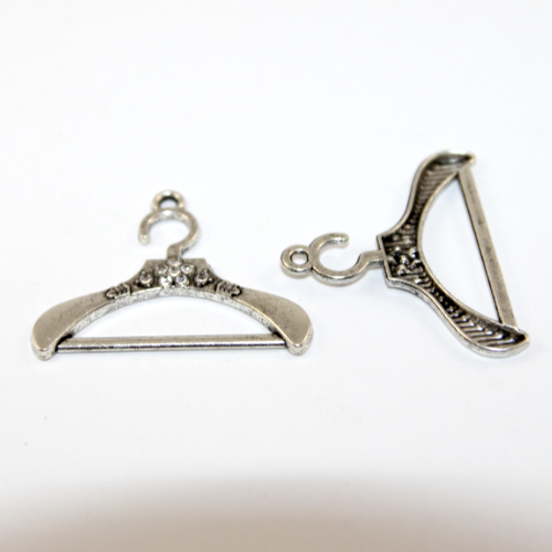 Platinum Coat Hanger Charms with Rhinestones