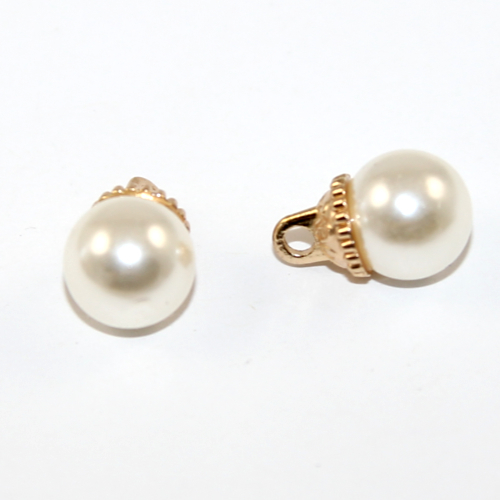 10mm White & Gold Pearl Charm - 2 Pieces
