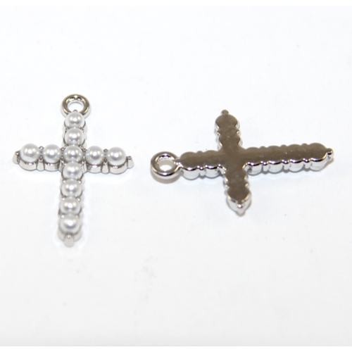 15mm x 23mm Platinum Pearl Cross