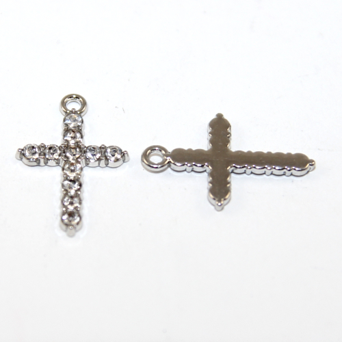 15mm x 23mm Platinum Rhinestone Cross