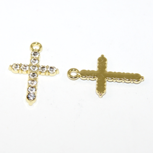 15mm x 23mm Pale Gold Rhinestone Cross