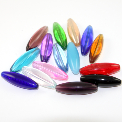 40mm x 12mm Oval Beads - Mixed Colours - 5 Beads