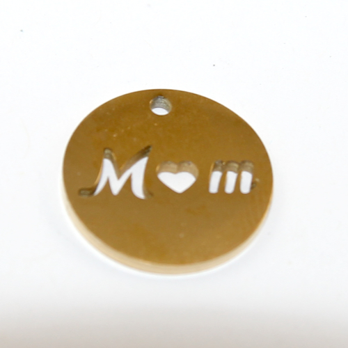 15mm M♥m Charm - 304 Stainless Steel - Bright Gold