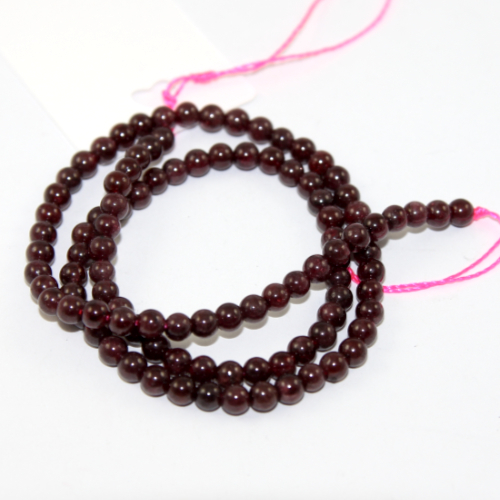 4mm Garnet Round Beads - 38cm Strand