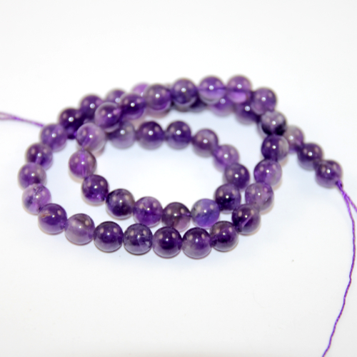 8mm Amethyst - Grade A - Round Beads - 38cm Strand