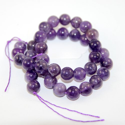 10mm Amethyst - Grade A - Round Beads - 38cm Strand