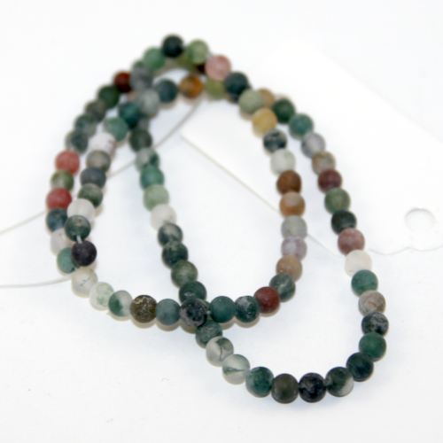 4mm Matte Indian Agate Round Beads - 38cm Strand