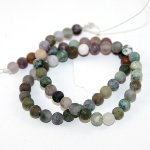 6mm Matte Indian Agate Round Beads - 38cm Strand