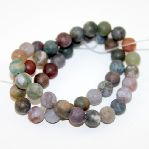 8mm Matte Indian Agate Round Beads - 38cm Strand